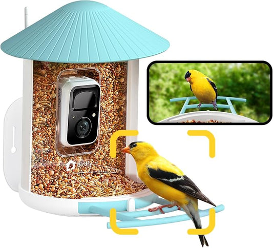 NETVUE by Birdfy Smart Bird Feeder with Camera – AI Identifies Birds Species 2MP Night Vision & App Alerts, 2.4Ghz Wi-Fi Connect IP65 Weatherproof Bird Camera-Gift for Backyard BirdWatchers, Blue by NETVUE