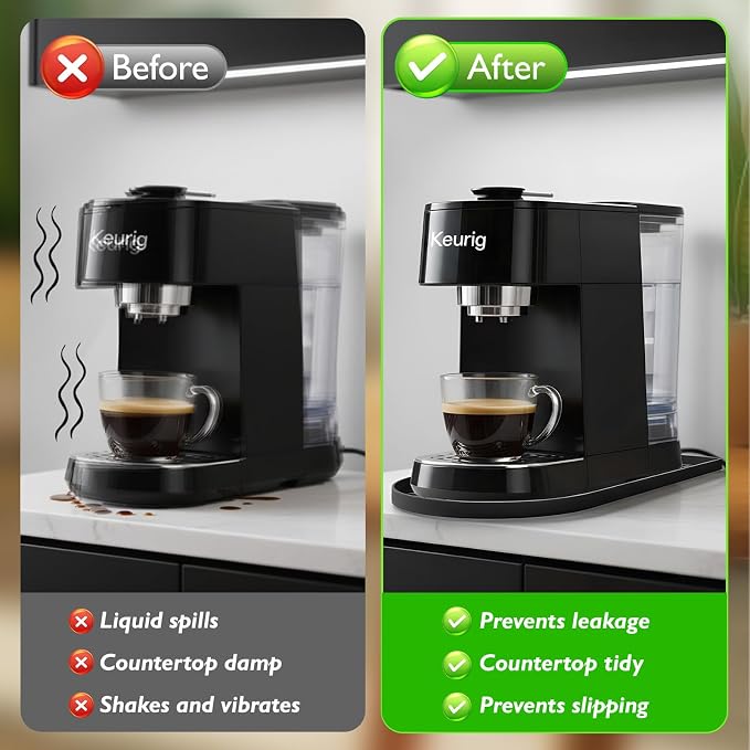 Silicone Coffee Mat,15.8"x 9.8"in Bar Mat for Countertop,Heat-Resistant,Non-Slip,Leak-Proof,Fit for Coffee Maker/Espresso Machine-Black - Image 5