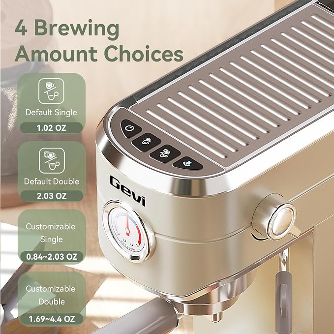 Gevi 20Bar Espresso Machine,Compact Coffee Maker with Adjustable Steam Wand | Removable Water Tank; Include Necessary Accessories; Can Make Americanos、Latte; Easy to Clean and Maintain; - Image 3
