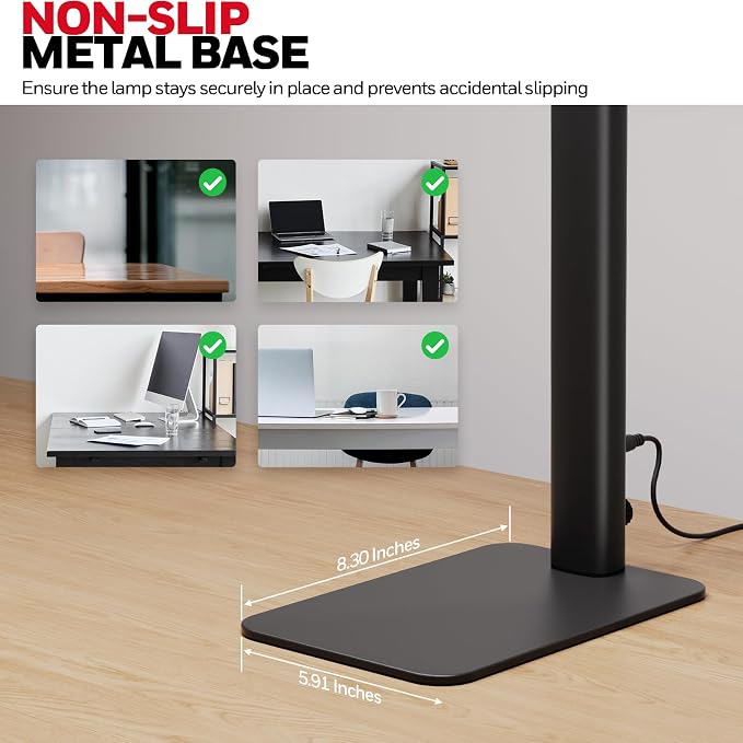 Honeywell HJ1BK Eye-Caring 1200LM LED Architect Desk Lamp for Home Office | CRI≥97, Flicker-Free，4 Color Temps,Task Desk Light with Base for Computer,Study,Black - Image 7