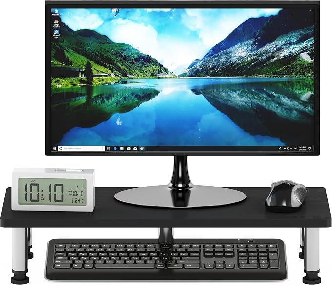 Furinno Turn-N-Tube Monitor Riser Stand, Americano, Stainless Steel Tubes - Image 4