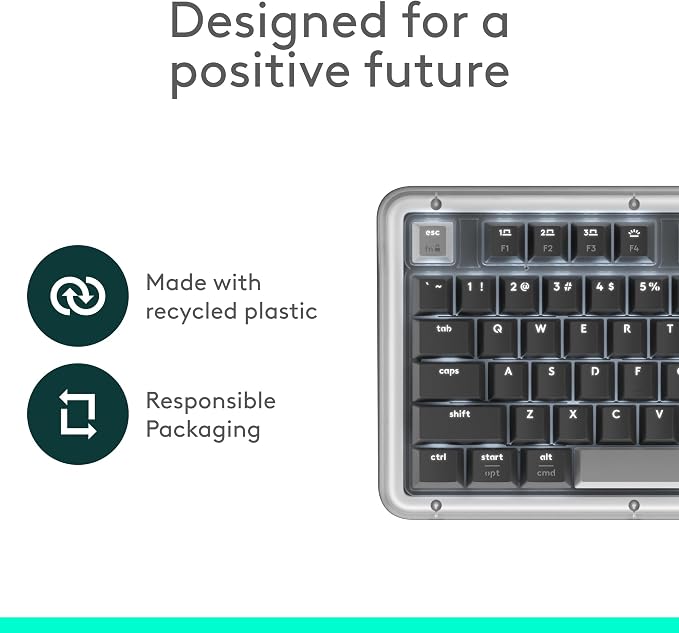 Logitech Alto Keys K98M Wireless Mechanical Gasket Keyboard - Graphite | Customizable, clicky, vibration absorbing gasket, white backlit keys, Bluetooth, USB-C charging, for PC, Mac, Laptops - Image 8