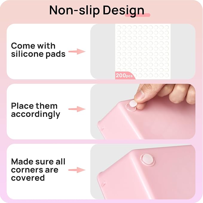 Vtopmart 44 PCS Plastic Drawer Organizers Set, Vanity Organizer Trays, Pink | 4-Size Versatile Makeup Organizer, Non-Slip Storage Containers for Makeup, Jewelries, Bedroom，Kitchen Utensils and Office - Image 7