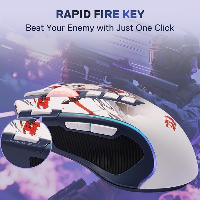 Redragon M612AK PRO Wireless Anime Gaming Mouse 8000 DPI Remapping Keys | Cable-Free 0 Delay, Rapid-Fire Clicker, Redefine Keybinding Macro, Vibing Backlight, Ergonomic Grip Body Comfort - Image 6