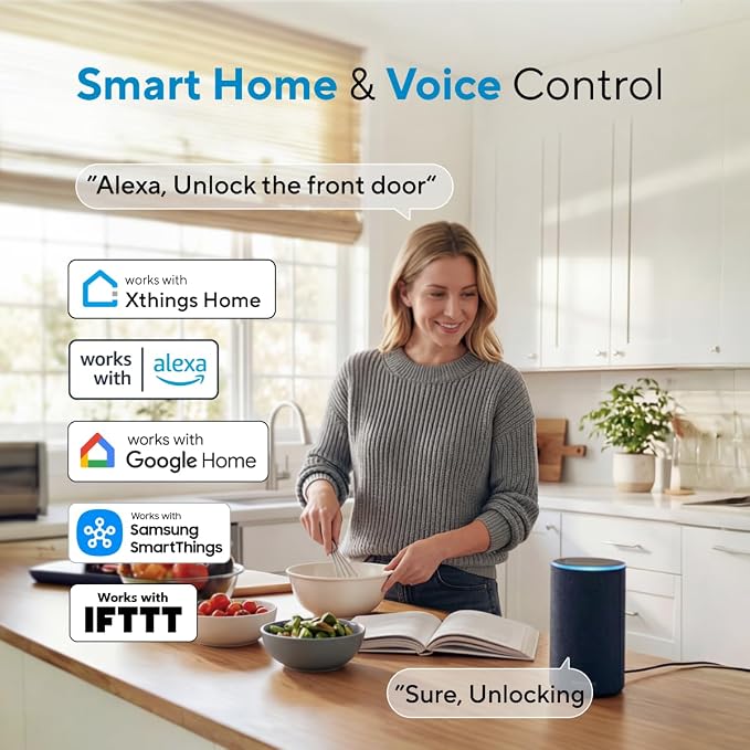 ULTRALOQ U-Bolt Pro WiFi Smart Lock with Handle, Fingerprint Keyless Entry Door Lock Set with Lever, Smart Deadbolt Locks for Front Door, Auto-Lock, Auto Unlock, App Remote Control, ANSI Grade 1 - Image 5