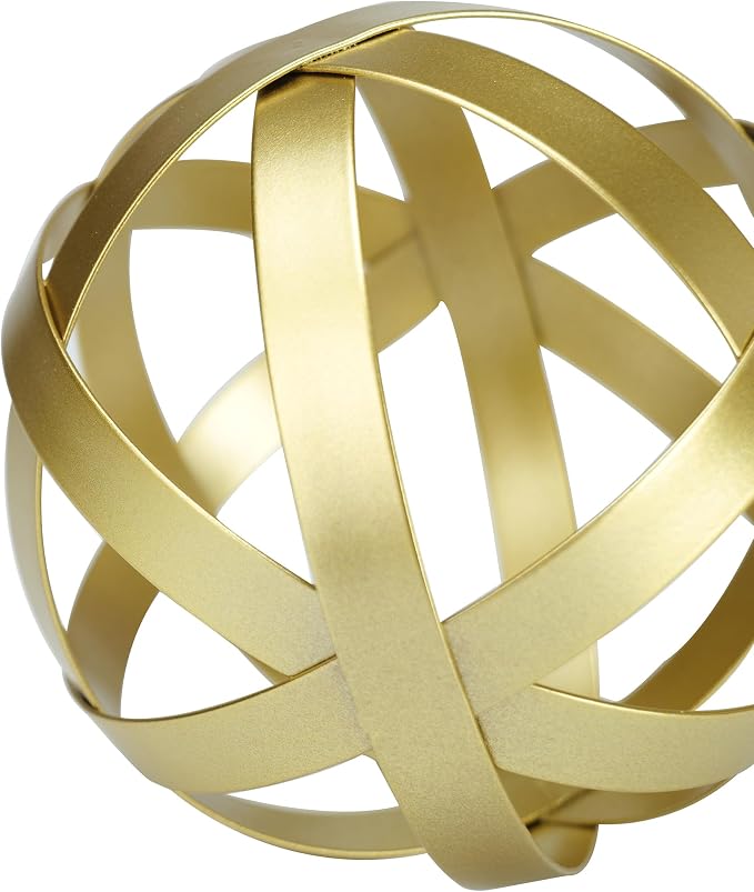 Gold Decor for Living Room Bedroom Bookshelf Coffee Table, Modern Style Figurine Decorative Ornaments Home Decor for Shelves (4.5" Modern Decorative Ball) - Image 5