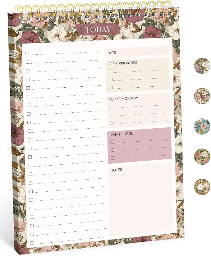 Taja To Do List Notepad, Undated Daily Planner for Work and Goal Setting | Mauve Muse, 52 Sheets, 9.8" x 6.5" , for Office, Home and school, Daily Task Planning, Notes and Everyday Organization by Taja