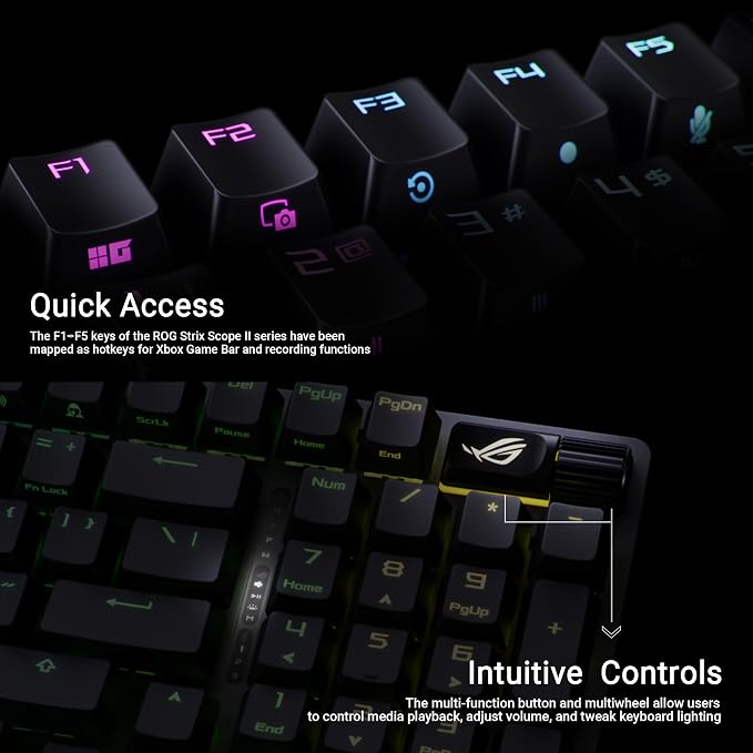 ASUS ROG Strix Scope II 96 Wireless Mechanical Gaming Keyboard – 96% Full-Size, Tri-Mode Connectivity, Hot Swappable Pre-lubed ROG NX Snow Linear Switches, PBT Keycaps, RGB, PC/Mac Support-Black - Image 7