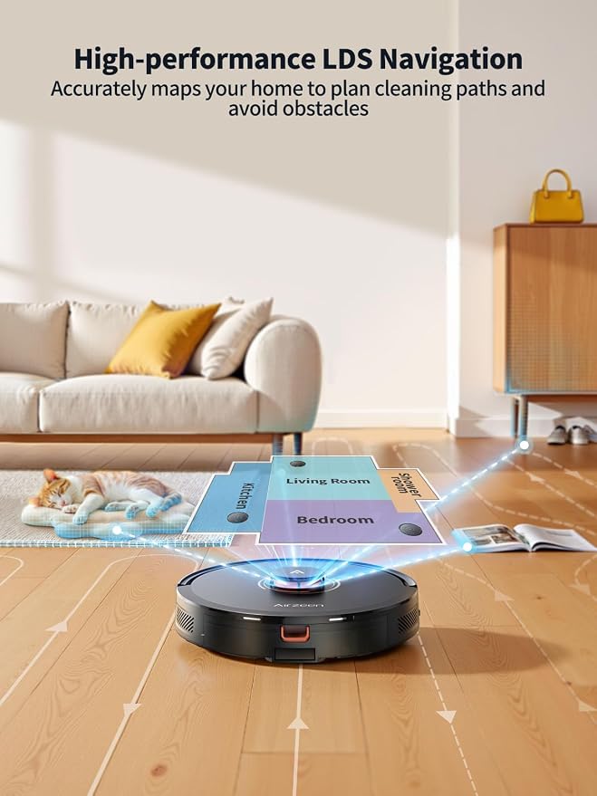 Robot Vacuum and Mop, Self-Emptying Robot Vacuum Cleaner with 8000Pa Suction, Laser Navigator with Smart Mapping Robotic Vacuums, 150Mins Runtime,Schedule,App Alexa Control for Carpet/Pet Hair,Q10 pro - Image 3