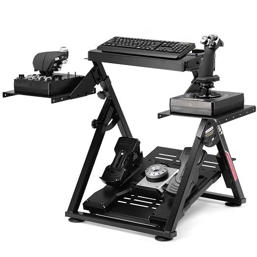 GTPLAYER Flight Racing Simulation Stand Foldable Gaming Stand Compatible with Logitech/Thrustmaster/PXN Gaming Devices Adjustable Stable Simulator Cockpit Stand, Electronic Device Not Included, Black by GTPLAYER