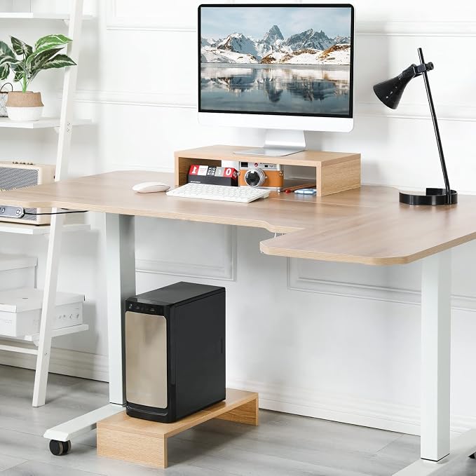 TEAMIX 2 Pack Monitor Stand Riser-20 inch, Wooden Desktop Riser for TV/PC/Laptop/Printer, Cozy Monitor Riser with Storage, Computer Stand Space-Saving - Image 6