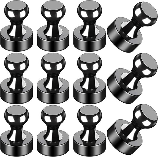 LOVIMAG Fridge Magnets 12Pcs, Magnet for Refrigerator Whiteboard, Black | Small Strong Neodymium Metal Cute Push Pin for Classroom, Kitchen, Accessories Decorative, Office, Calendar by LOVIMAG