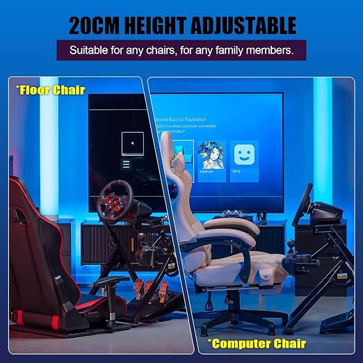 GTPLAYER Sim Racing Wheel Stand Simulator Cockpit Wheel Stand Racing Steering Shifter Mount fit for Logitech G25 G27 G29 G920 G923 Thrustmaster T330TS Gaming Stand Wheel Pedals NOT Included, Black - Image 6