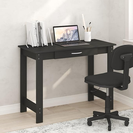 Furinno Jaya Desk, 39.2 Wide Computer Desk with Drawer, Darkwood | Office Desk, Writing Desk, for Home Office, Bedroom, Living Room by Furinno-FitsYourSpaceFitsYourBudget