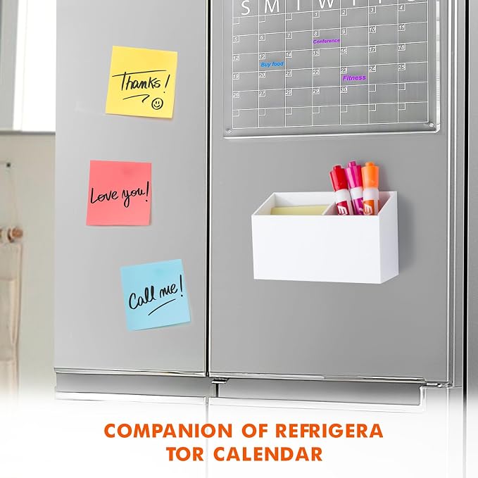 BEYGORM Magnetic Dry Erase Marker Holder for Whiteboard & Refrigerator | Non-slip Acrylic Pen Holder for Classroom, Fridge Magnet, Locker Organizer Accessories, Teacher & School Supplies(White) - Image 3