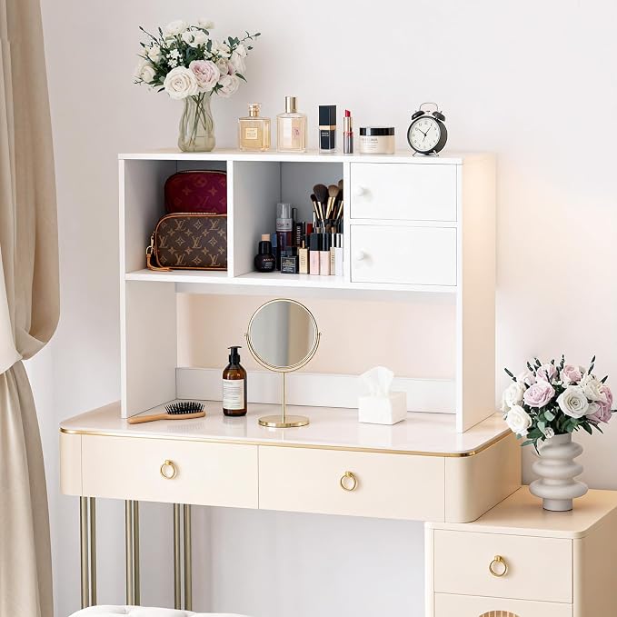 YGYQZ Desk Hutch with 4 Shelves for Computer Desk, White | 4 Storage Shelves, Spacious Desk Organization, Stable Construction, Space-Saving Design, Ideal for Office, Study & Dorm - Image 7