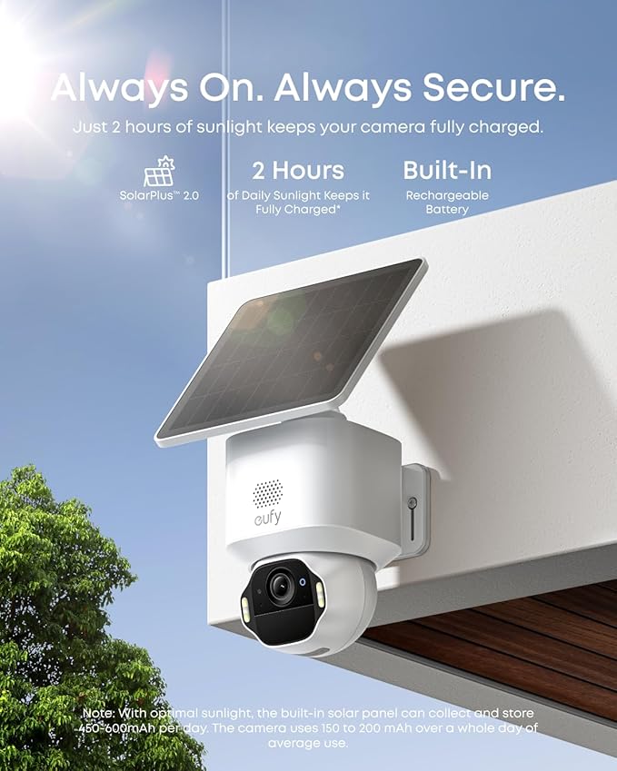 eufy Security SoloCam E42 2-Cam Kit, 4K Security Camera Wireless Outdoor, Solar Powered, AI Motion Tracking, Strobe Light, Pan & Tilt, Facial Recognition, Built-in Local Storage (Up to 16TB) - Image 6