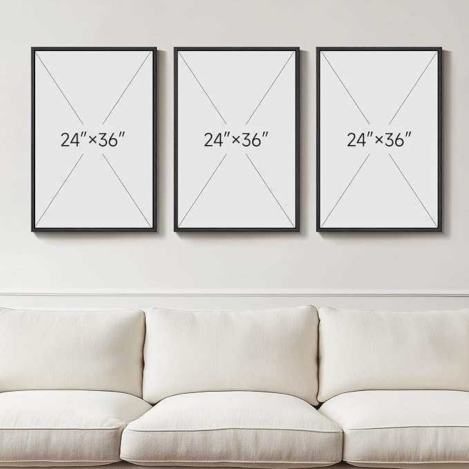 Large Framed Black and White Abstract Wall Art for Living Room, 3 Piece Modern Canvas Prints Paintings Artwork for Walls, Minimalist Geometric Pictures for Entryway Hallway Office Wall Decor 24x36 In - Image 3
