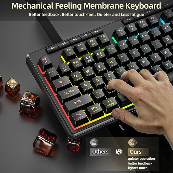 Redragon K517 Pro Wireless Gaming Keyboard, RGB Backlit, Tri-Mode BT/2.4GHz/USB-C, Mechanical Feel 94 Keys Computer Keyboard with 4 Macro Keys, Number Pad, 4000mAh Battery for Win/MAC - Image 2