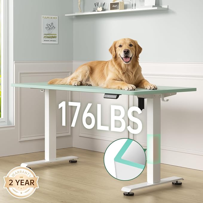 Veken Standing Desk, Green, 55×23.6 Inch | Height Adjustable Sit Stand Up Computer Tables for Home Office, Study , Writing, Suit students, employees and group work - Image 5