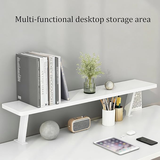 VXHCS Clamp On Desk Organizer Shelf, Desktop Extender Storage Organizer Portable No Drill Required Adjustable Floating Desks Shelf for Home Office Dorm Workstation and Study Space (31.5"x7.9") - Image 3