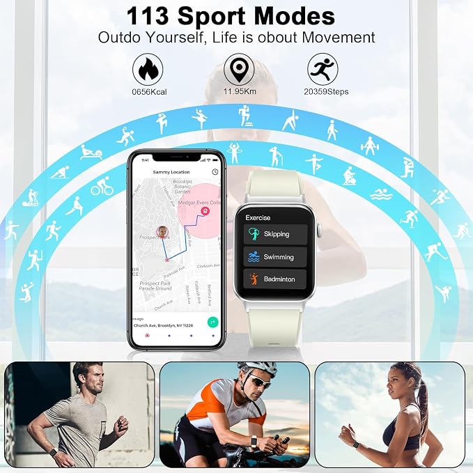 Smart Watch for Women Men (Answer/Make Call), Smartwatch with Heart Rate/Sleep Monitor/Pedometer, 2026 New Fitness Watch IP68 Waterproof, 113+ Sports Modes,Activity Tracker for Android iOS-White - Image 8