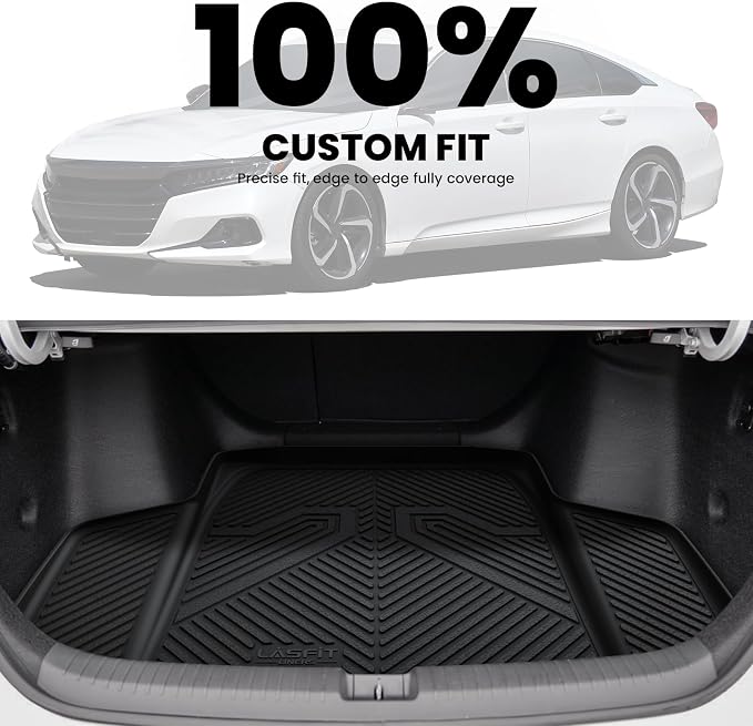 LASFIT Trunk Mat for Honda Accord Seden 2026 2025 2024 2023 2022 2021 2020 2019 2018 (Gasoline & Hybrid), All Weather TPE Custom Fit Accord Trunk Liner Trunk Tray Cargo Liner Accessories, Black - Image 3