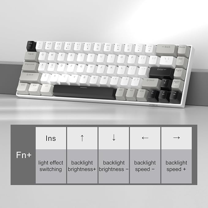 MageGee Portable 60% Mechanical Gaming Keyboard, MK-Box LED White Backlit Compact 68 Keys Mini Wired Office Keyboard with Red Switch for Windows Laptop PC Mac - Grey - Image 6