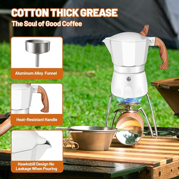 3 Cup Aluminum Espresso Stovetop Moka Pot Express Coffee Maker Percolator Italian Classic Mocha Coffee Machine for Italian and Cuban Cafe Brewing for Home & Camping 150ml 5oz - Image 5