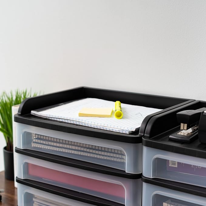 IRIS USA 3-Drawer Medium Desktop Organizer with Paper Tray, Black - Image 9