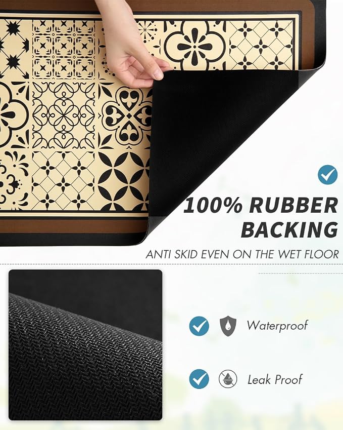 AMOAMI Coffee Mat Hide Stain Rubber Backed Absorbent Dish Drying Mat for Kitchen Counter - Fits Under Coffee Maker - KHAKI 16X24 - Image 5