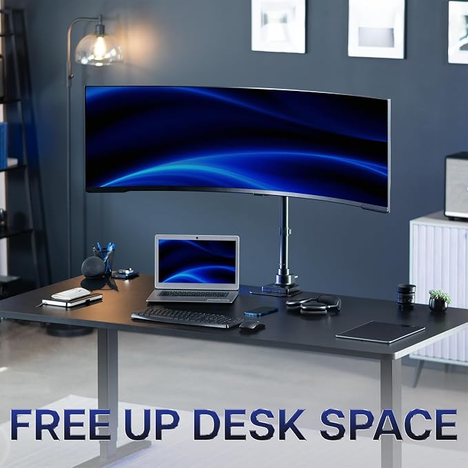 VIVO Single Ultra-Wide Monitor Desk Mount for up to 57 inch Ultrawide Screens, Extra Tall Heavy Duty Adjustable Stand Holds 59.4 lbs, Black, STAND-V157R - Image 6