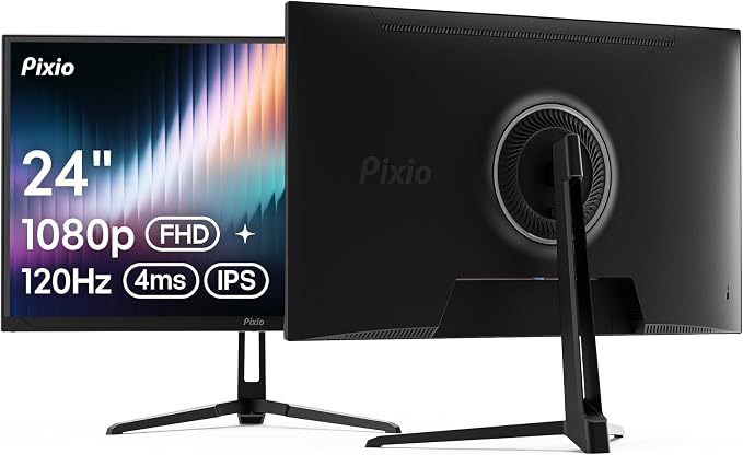 Pixio PX246 Wave 24 inch 120Hz Refresh Rate FHD 1080p Resolution IPS Panel 4ms GTG Response Time Gaming Monitor with Adaptive Sync by Pixio