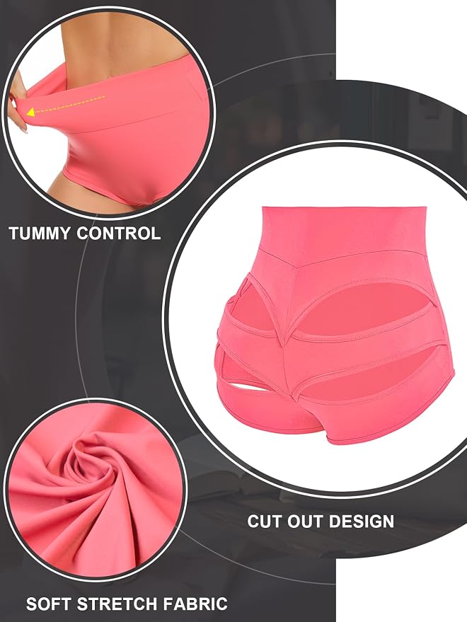 Cut Out Yoga Shorts Booty Butt Lifting Scrunch Shorts High Waisted Workout Gym Active Hot Pants - Image 2