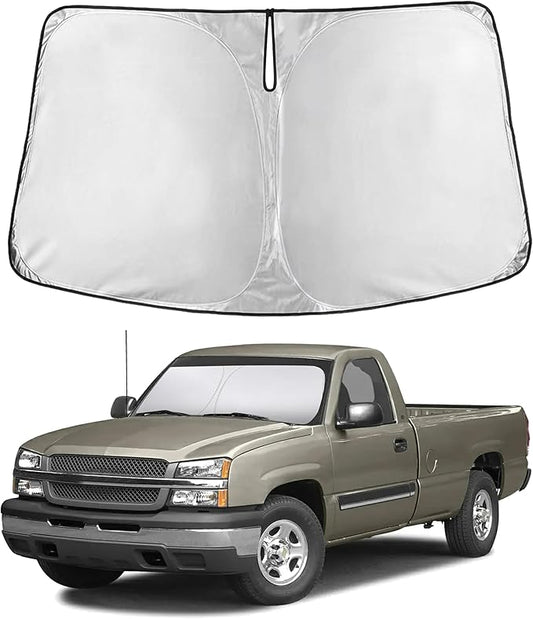 EcoNour Windshield Sunshade Compatible for Chevrolet Silverado/GMC Sierra 1500 2500 3500 2500HD 1999-2004 2005 2006, Sun Visor for Front Window Sun Shade Cover, UV Heat Protector, Car Accessories by EcoNour