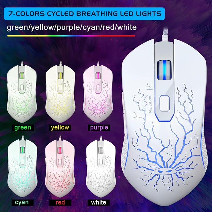 Gaming Keyboard and Mouse Combo, K1 RGB LED Backlit Keyboard with 104 Key for PC/Laptop(White) - Image 6