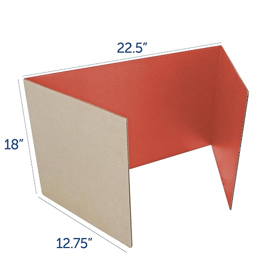 Flipside Products 18”x 48” Red Study Carrel, Privacy Boards, Student Privacy and Focus Booth for The Classroom, Desk Divider Cubby for Tests, Made in USA - 24 Pack - Image 3