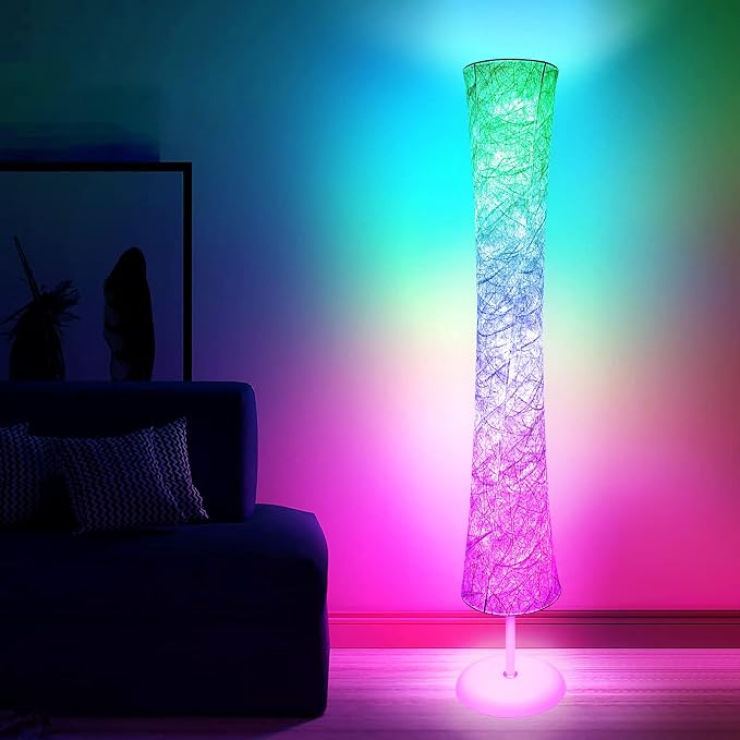 WORLD WIN Floor Lamp, 61'' Smart RGB LED Corner Lamp with Music Sync and 16 Million DIY Colors, 3 Color Temperature, APP & Remote Control, Color Changing Standing Floor Lamp with Stand by WORLDWIN