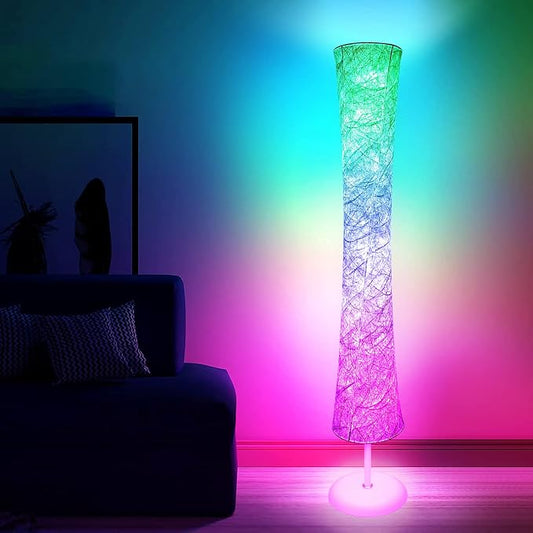 WORLD WIN Floor Lamp, 61'' Smart RGB LED Corner Lamp with Music Sync and 16 Million DIY Colors, 3 Color Temperature, APP & Remote Control, Color Changing Standing Floor Lamp with Stand by WORLDWIN