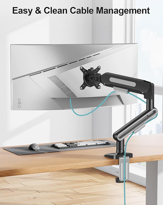 MOUNT PRO Single Monitor Desk Mount for Max 40 Inch Screens, Adjustable Gas Spring Monitor Arm Holds up to 26.5lbs, Computer Monitor Stand with Clamp and Grommet Base, VESA Mount 75x75mm/100x100mm - Image 7