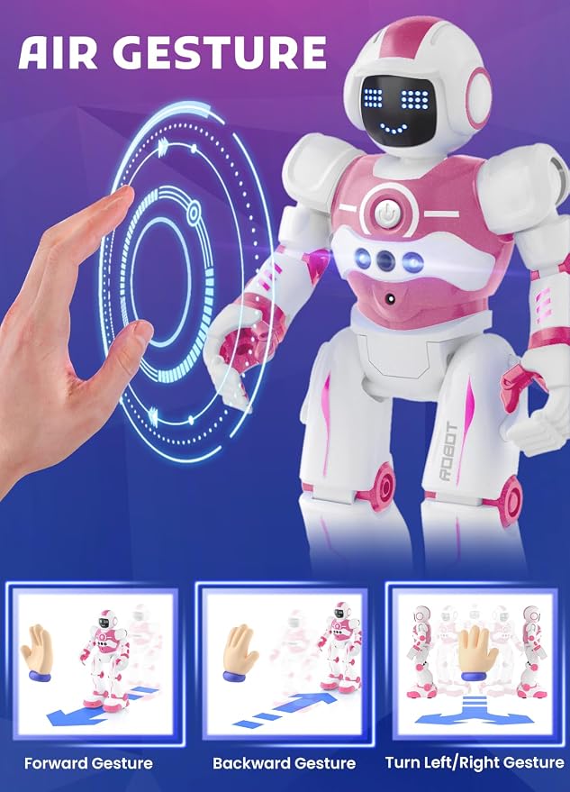 Robot Toys for Kids,Programmable Remote Control Smart Walking Dancing Robot Toy with Gesture & Sensing for Age 4 5 6 7 8 9 10 Year Old Boys Girls for Birthday Present,Pink - Image 3