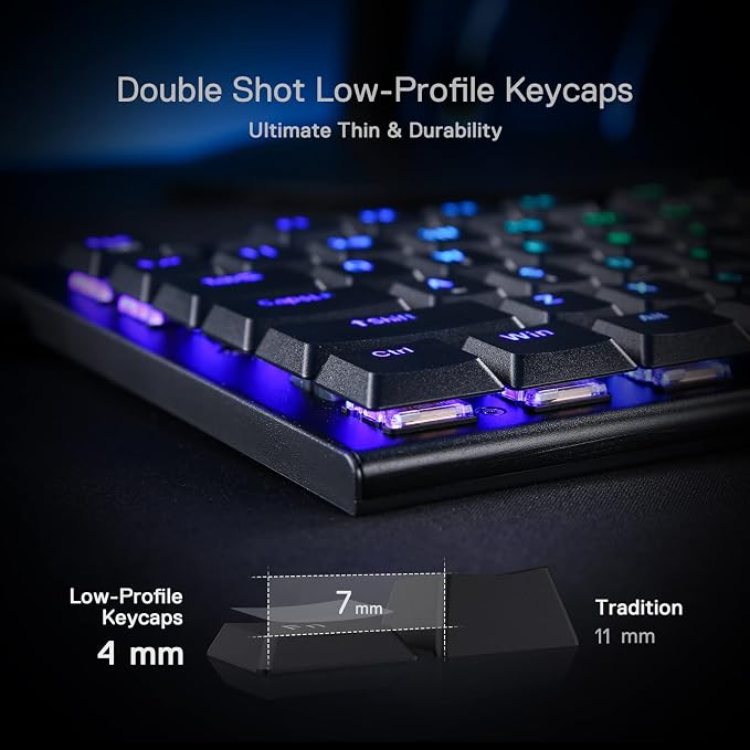 Redragon K619 Horus RGB Mechanical Keyboard, Ultra-Thin Designed Wired Gaming Keyboard w/Low Profile Keycaps, Dedicated Media Control & Linear Red Switch, Pro Software Supported - Image 4