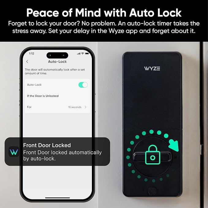 Wyze Auto-Lock Bolt v2, Fingerprint Keyless Entry Smart Lock, AI Learning Scanner with Wi-Fi Front Door Lock Deadbolt, Auto-Lock, 8 Months Battery, BHMA2, IP53, Anti-Peep Keypad, Backup Keys - Image 8