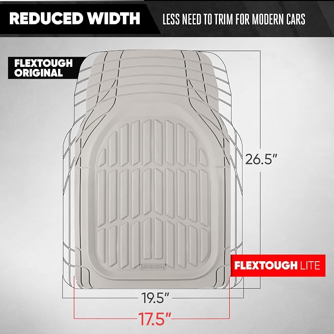 Motor Trend FlexTough LITE Rubber Car Mats Full Set - All Weather White Floor Mats for Trucks, Cars & SUVs - Automotive White Car Floor Mats for Cars Interior Accessories Universal Trim-to-Fit - Image 6