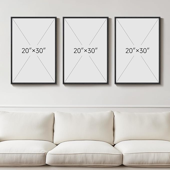 Large Framed Black and White Abstract Wall Art for Living Room, 3 Piece Canvas Prints Paintings Artwork for Walls, Modern Minimalist Pictures for Hallway Stair Office Wall Decor -Total Size 30x60 Inch - Image 3