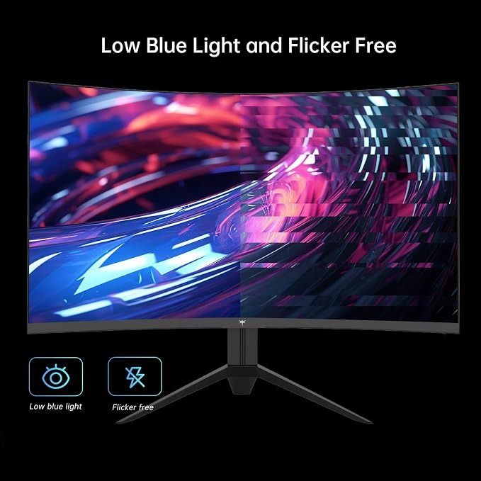 KTC 32 Inch Curved Gaming Monitor, FHD 1080p 165Hz Curve Monitor, H32S17C | 1500R, 1ms MPRT, Adaptive Sync, 122% sRGB, DP/HDMI, Tiltable, Eye Care, VESA, HDR10 for Gaming Home Office Business - Image 7
