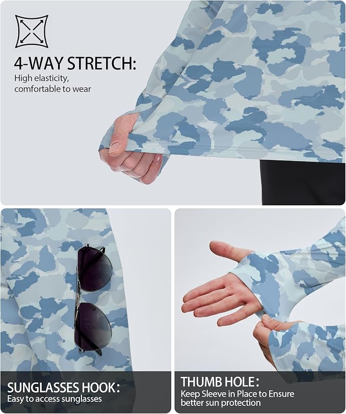 ZITY Men's Sun Protection Shirts Long Sleeve Rash Guard Hoodie UV UPF 50+ Fishing Running Athletic Sweatshirts - Image 3