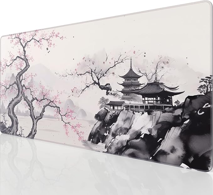 KTRIO Large Gaming Mouse Pad, Desk Mat, 31.5 x 15.7 in, Zen Sakura, XXL | Smooth Micro-Weave Surface, Artistic Pattern Design, Non-Slip Rubber Base, Durable Stitched Edges, Office & Home Use by KTRIO