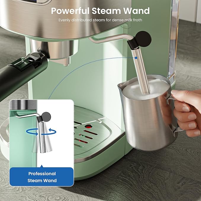 COWSAR Espresso Machine,Expresso Coffee Machines,Espresso Maker with Milk Frother Steam Wand & 40oz Removable Water Tank，Stainless Steel Compact Cappuccino & Latte Machine - Image 6