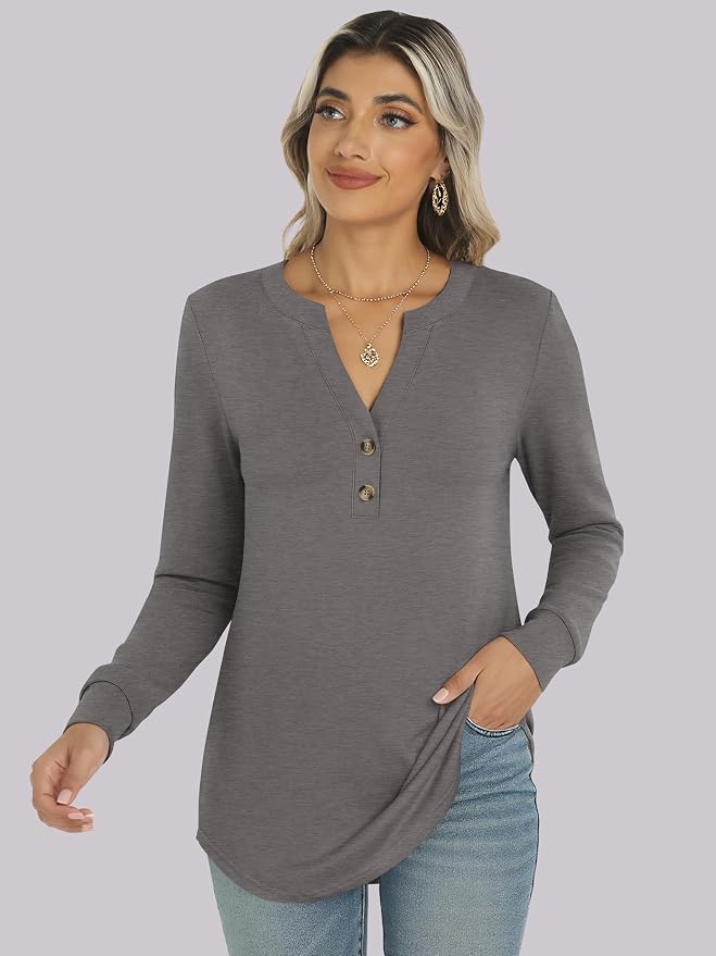 ANRABESS Women's Long Sleeve Shirts 2026 Spring Fashion Dressy Casual Tops Trendy Henley Blouses Cute Work Outfits Clothes - Image 6